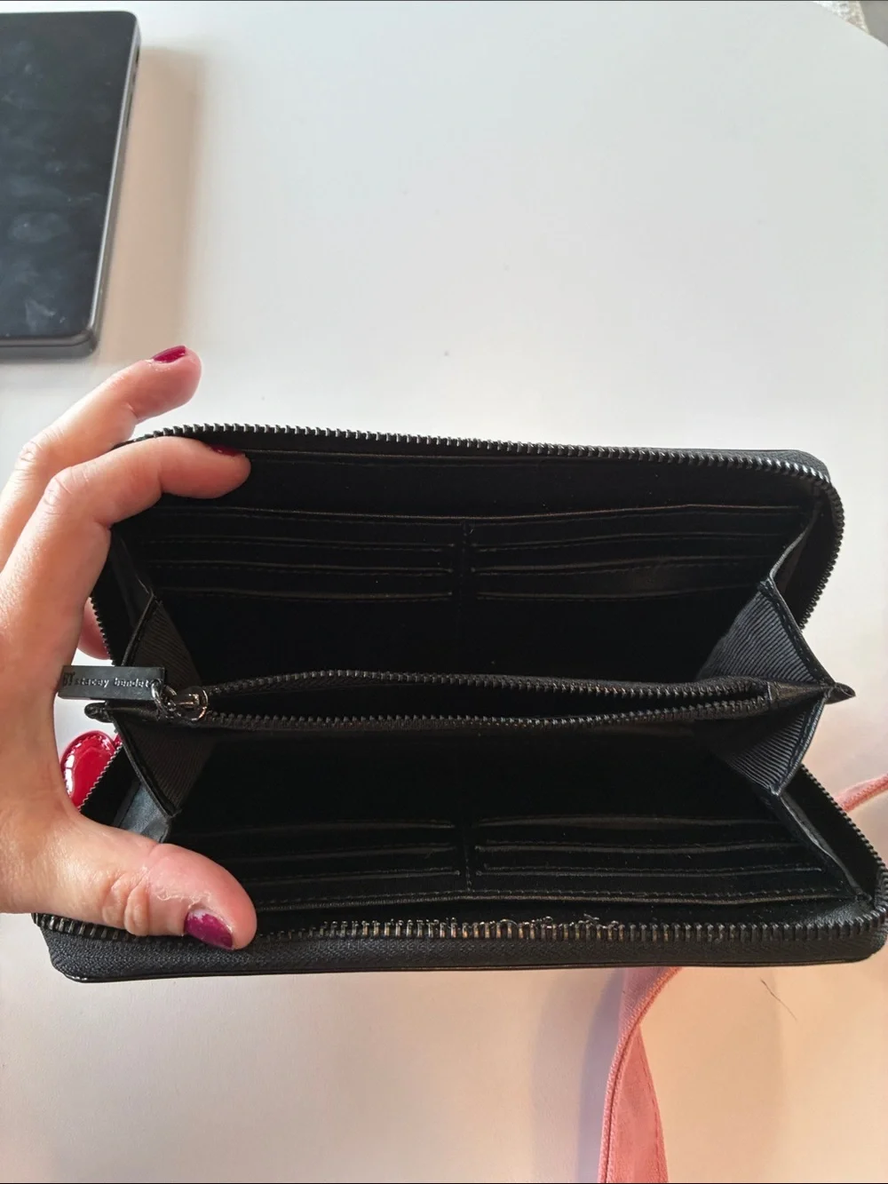 Alice + Olivia Black and White Sunglasses Applique Zip Wallet